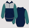 Petrol, Light Grey & Navy | Half Zip Long Tail Hoody