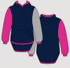 Hot Pink, Navy & Light Grey | Half Zip Long Tail Hoody