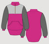 Hot Pink, Charcoal & Light Grey | Collared Long Tail Jumper