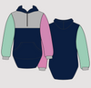 Navy, Pink & Mint | Half Zip Long Tail Hoody