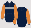 Navy, Orange & Light Grey | Half Zip Long Tail Hoody