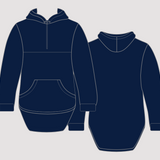 Navy | Half Zip Long Tail Hoody