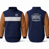 Burning Diesel - Rust, Light Grey & Navy | Collared Long Tail Jumper