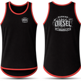 Burning Diesel Like It's Cheap - Black - Red Trim | Cotton Shearing Singlet