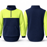 Flouro Lime & Navy | Half Zip Long Tail Collared Jumper
