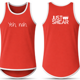 "Yeh, nah." Red | White Trim - Shearing Singlet