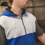 Royal Blue, Charcoal & Light Grey | Short Sleeve Half Zip Hoody