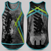 To The Point - Green & Blue | Just Shear Sports Performance Singlet