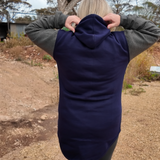 Navy & Charcoal | No Zip Long Tail Hoody