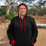 Black - Red Trim | Half Zip Long Tail Hoody