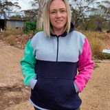 Navy, Pink & Mint | Half Zip Long Tail Hoody