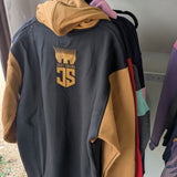 JS | Black & Sandy Taupe "Burra" | No Zip Long Tail Hoody