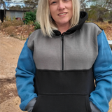 Slate Blue, Black & Smoke Grey | Half Zip Long Tail Hoody