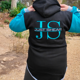 JS | Aqua, Black & Grey "Snowtown" | Half Zip Long Tail Hoody (Copy)