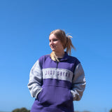 JS | Balranald Purple & Grey | Half Zip Long Tail Rugby Collar