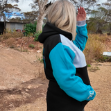 JS | Aqua, Black & Grey "Snowtown" | Half Zip Long Tail Hoody (Copy)