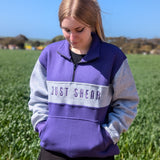 JS | Balranald Purple & Grey | Half Zip Long Tail Rugby Collar