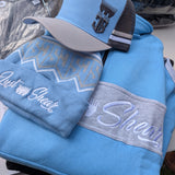 JS | Light Blue & Grey "Narromine" | Half Zip Long Tail Collared Jumper