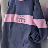 JS | Pink & Navy "Lamaroo" | No Zip Long Tail Hoody