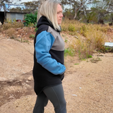 Slate Blue, Black & Smoke Grey | Half Zip Long Tail Hoody
