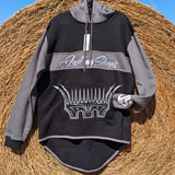 JS | "Golly" Smoke Grey & Black | No Zip Long Tail Hoody