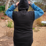 Slate Blue, Black & Smoke Grey | Half Zip Long Tail Hoody