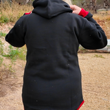 Black - Red Trim | Half Zip Long Tail Hoody