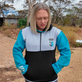 JS | Aqua, Black & Grey "Snowtown" | Half Zip Long Tail Hoody (Copy)