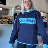 JS | "Kimba" Sky Blue & Navy | No Zip Long Tail Hoody