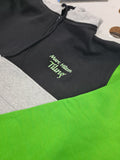 Green, Grey & Black | Half Zip Long Tail Hoody