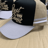 Sandy Taupe, Black & Grey 3D Embroidered Trucker Cap