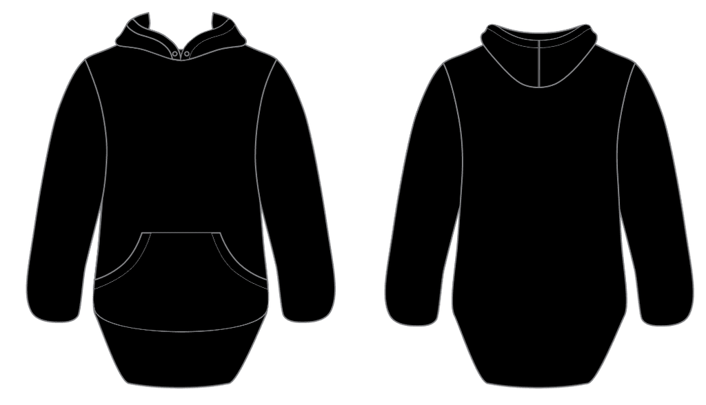 Black No Zip Long Tail Hoody