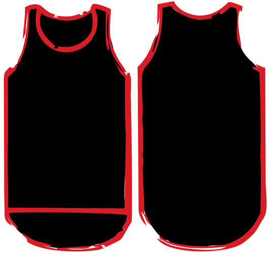 Black - Red Trim | Cotton Shearing Singlet