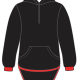 Black - Red Trim | Half Zip Long Tail Hoody