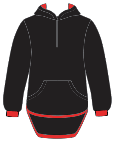 Black - Red Trim | Half Zip Long Tail Hoody