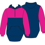 Hot Pink & Navy Blue Shearing Hoody with half zip front - Just Shear