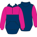 Hot Pink & Navy Blue Shearing Hoody with half zip front - Just Shear