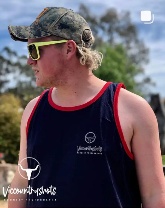 Navy - Red Trim | Shearing Singlet
