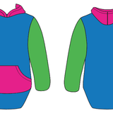 Hot Pink, Blue & Green | No Zip Long Tail Hoody