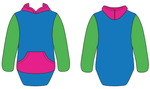 Hot Pink, Blue & Green | No Zip Long Tail Hoody