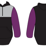 Purple, Grey & Black | Half Zip Long Tail Hoody