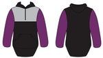 Purple, Grey & Black | Half Zip Long Tail Hoody