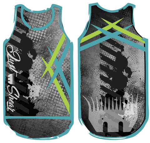 To The Point - Green & Blue | Just Shear Sports Performance Singlet