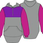 Purple Grey Pink Shearing Hoody with half zip front - Just Shear