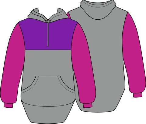 Purple Grey Pink Shearing Hoody with half zip front - Just Shear