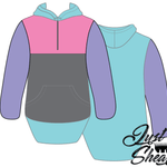 Pastels Hoody With Half Zip Front - Long Tail Sleeve